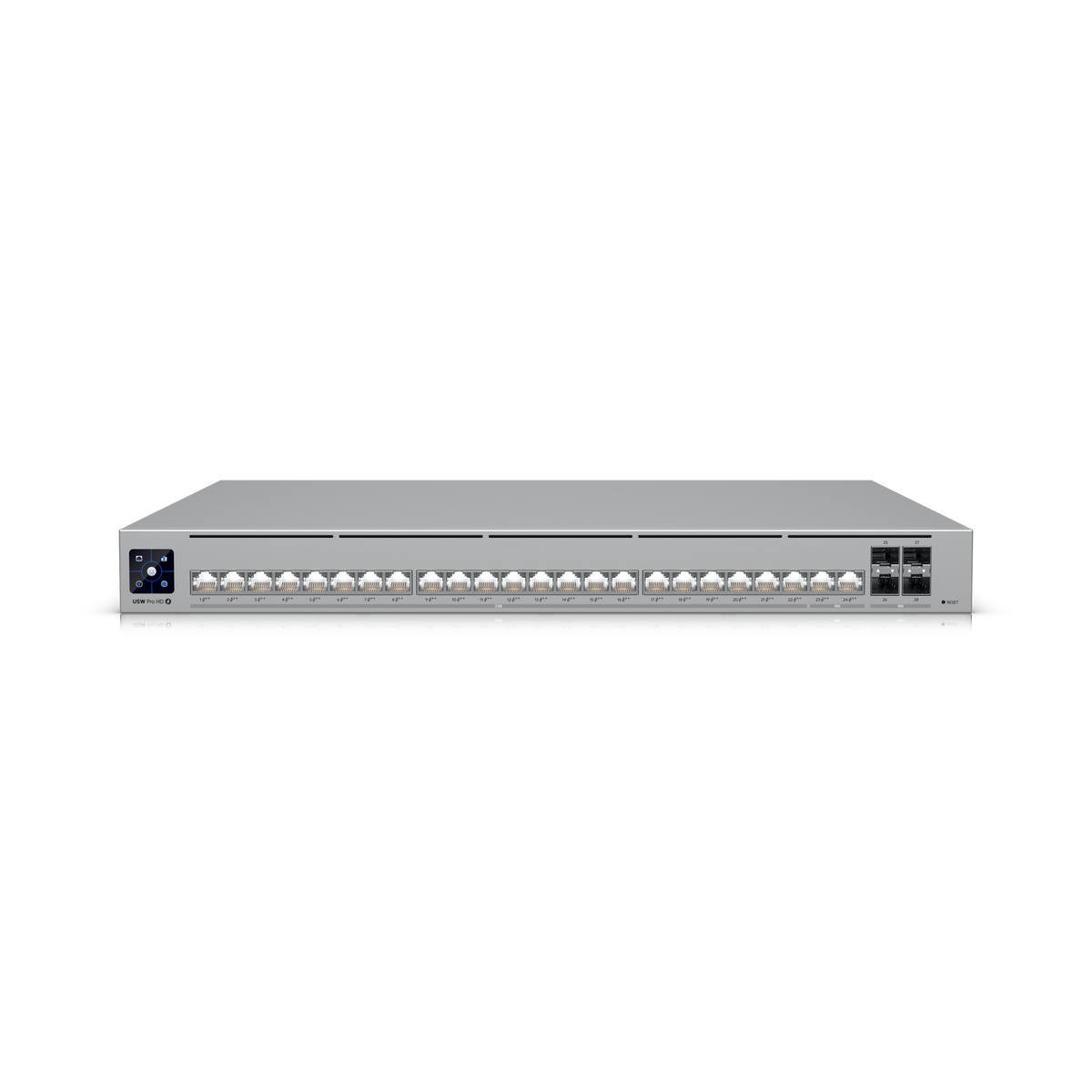 Ubiquiti UniFi Switch Pro HD 24 PoE, 22 x 2.5 GbE + 2 x 10 GbE PoE++, 600W PoE, 4 x 10G SFP+, Etherlighting atomoffice