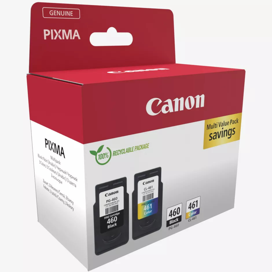 Canon PG-460 Black and CL-461 Colour Ink Cartridge Multipack for Canon PIXMA TS5340, TS7440, TS7440a, TS5340a Printers atomoffice