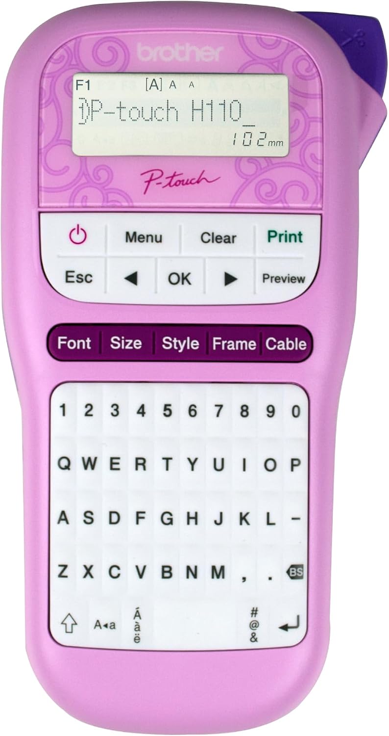 Brother PT-H110 Handheld Label Printer — TZe Tape, 180 dpi
