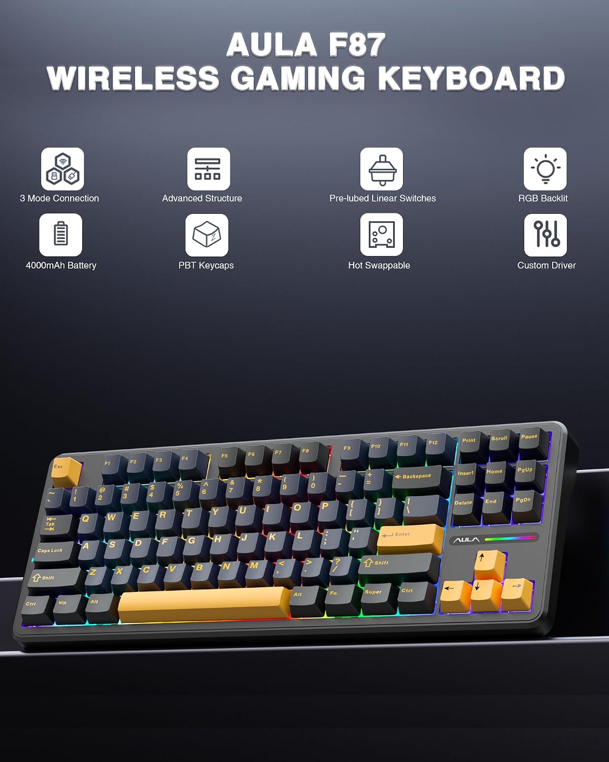 AULA F87 – Compact 87-Key Mechanical Keyboard — view 2