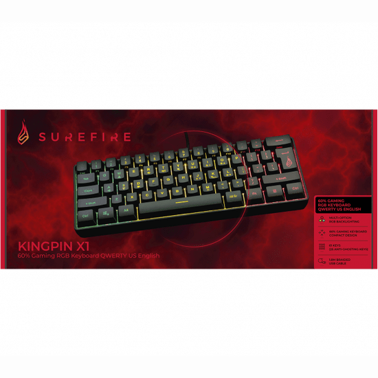 SureFire KingPin X1 60% Gaming RGB Keyboard QWERTY US English
