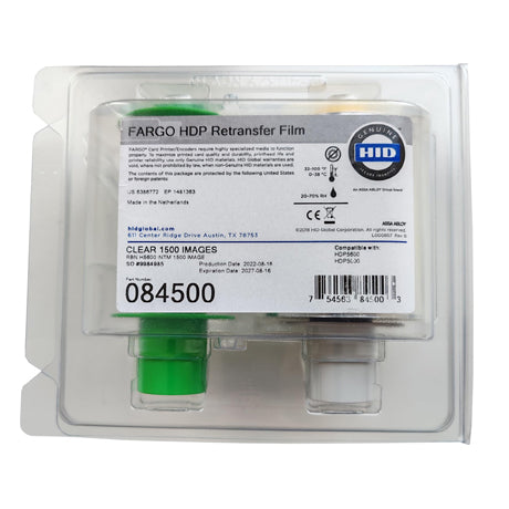 HID FARGO 084500 / 84500 Clear HDP Retransfer Film | approx. 1500 Images - for FARGO HDP5000 & HDP5000e atomoffice