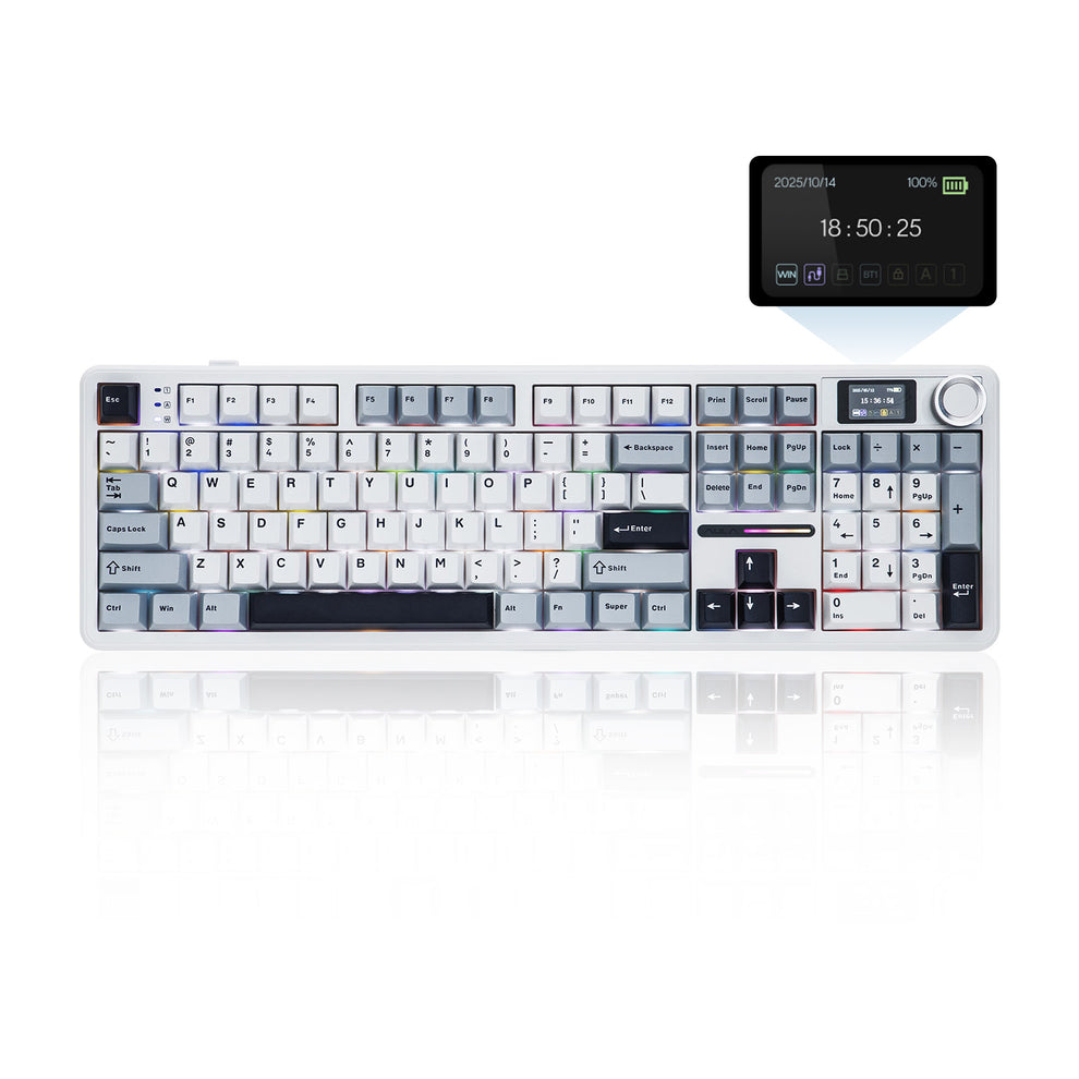 AULA F108 Pro Mechanical Gaming Keyboard RGB 104 Keys Tri-Mode Wireless,Bluetooth,Wired Linear Switch atomoffice
