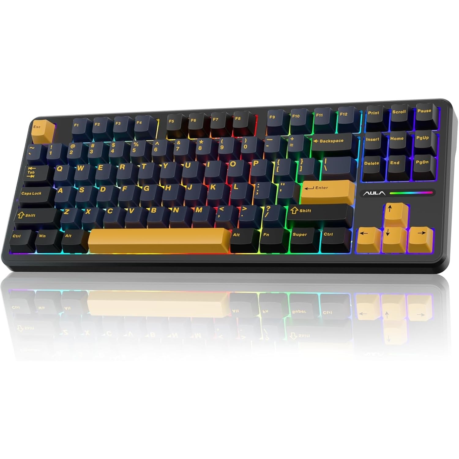 AULA F87 Mechanical Gaming Keyboard RGB 87 Keys Tri-Mode Wireless,Bluetooth,Wired Linear Switch atomoffice