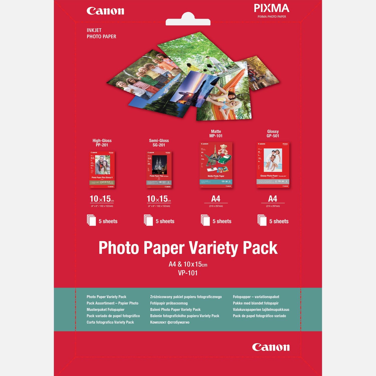 Canon VP-101 Photo Paper Variety Pack 4x6” and A4 - 20 Sheets 0775B079 atomoffice