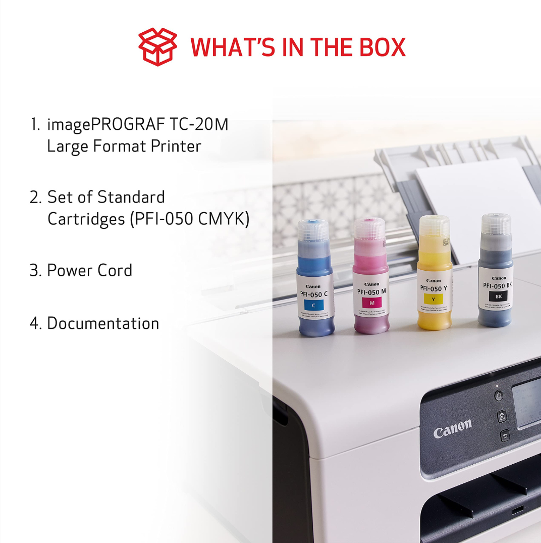 Canon imagePROGRAF TC20M Large Format Desktop Plotter - 24" Roll, A3/A4 Feeder (with scanner)