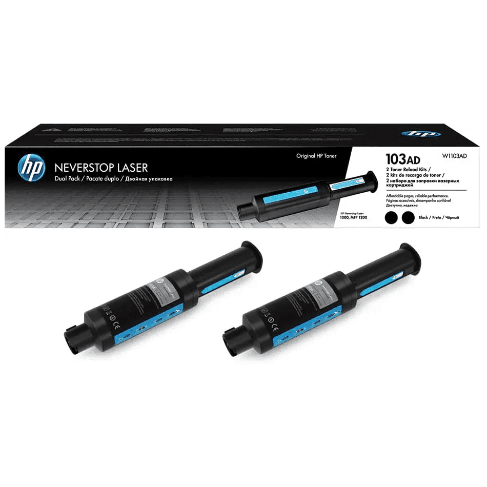 HP 103AD Dual Pack Original Neverstop Toner Reload Kit for HP Neverstop Laser 1000a, 1000n, 1000w, 1001nw,1020, 1020n, 1020nw, MFP 1200n, MFP 1200a, MFP 1200w, MFP 1202nw, MFP 1202w Printers atomoffice