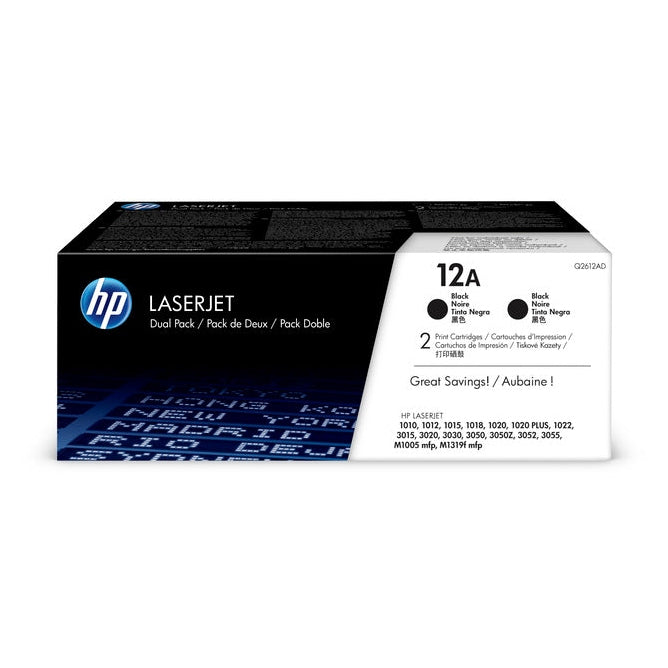 HP 12A 2-pack Original Toner Cartridge for HP LaserJet M1005 mfp,1010, 1020, 3015, 3020, 3030, 3050, 3050z, 3052, 3055 All-in-One Printer series atomoffice