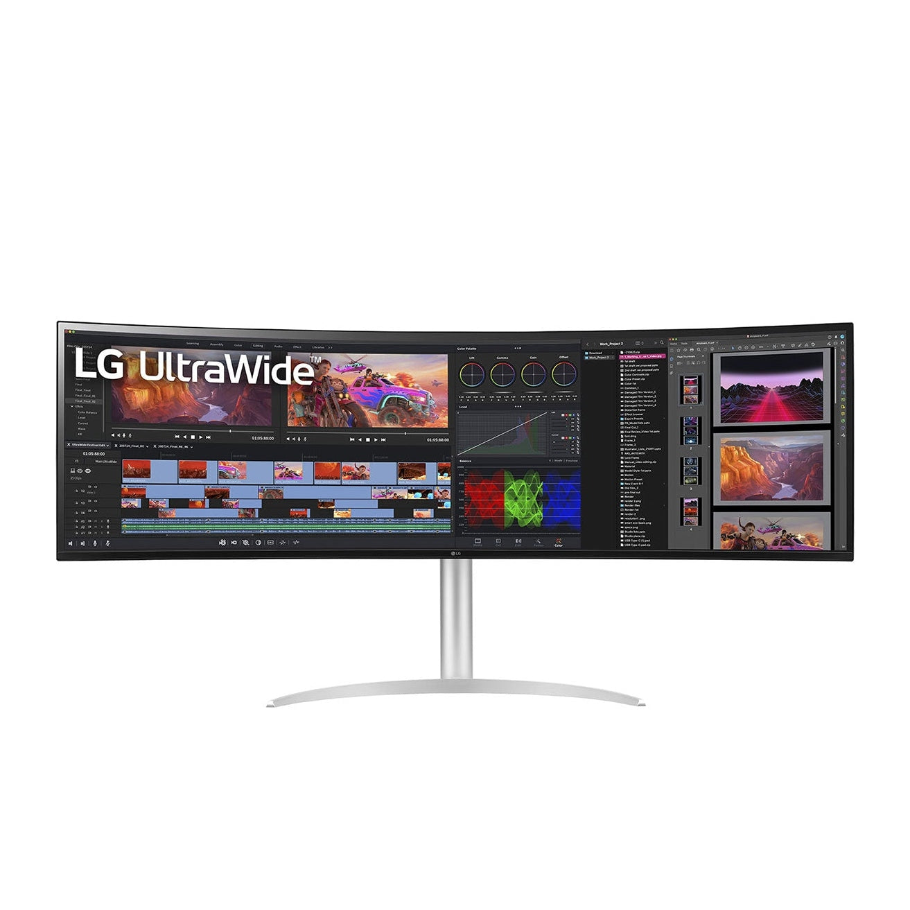 LG 49" 49WQ95C-W Curved UltraWide Dual QHD Monitor, Nano IPS 144Hz- DP,HDMI,USB-C with built in speaker atomoffice