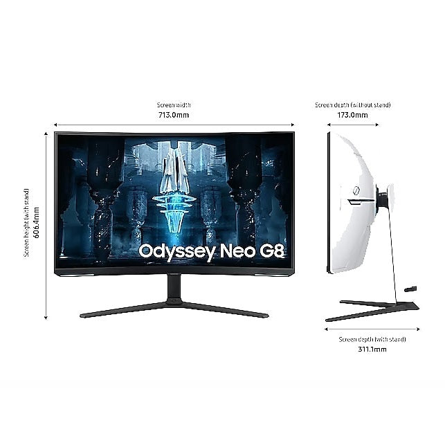 Samsung 32" LS32BG850NMXUE Odyssey Neo G8 Curved UHD Gaming Monitor 1MS-240Hz, Quantum Mini-LED