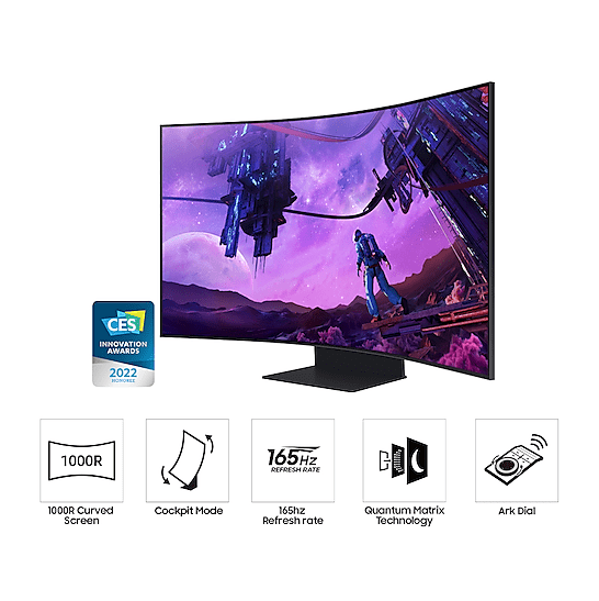 Samsung 55" LS55BG970 Odyssey Ark Curved 1000R UHD Monitor VA panel 165Hz- HDMI,USB Hub atomoffice