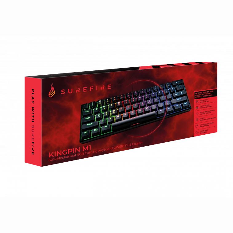 SureFire KingPin M1 60% Mechanical Gaming RGB Keyboard QWERTY US English atomoffice