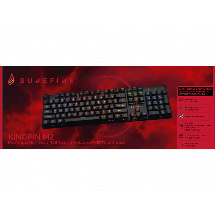 SureFire KingPin M2 Mechanical Gaming RGB Keyboard QWERTY US English atomoffice
