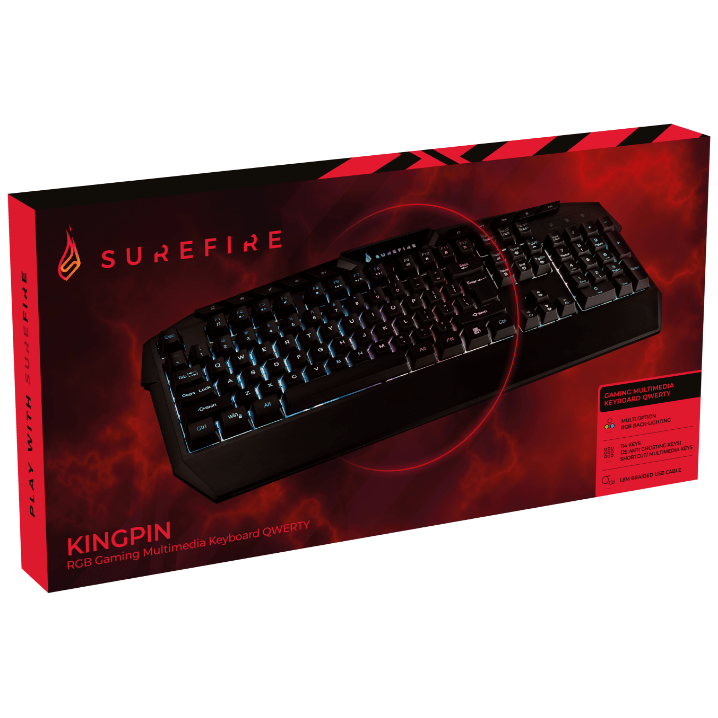 SureFire KingPin RGB Gaming Multimedia Keyboard QWERTY atomoffice