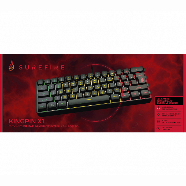 SureFire KingPin X1 60% Gaming RGB Keyboard QWERTY US English atomoffice