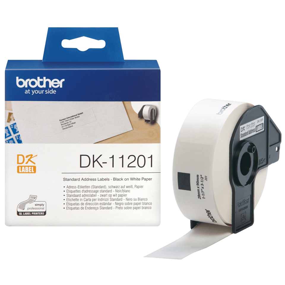 Brother DK-11201 Die-Cut Label Roll 29mm x 90mm Black on White 400 Labels atomoffice