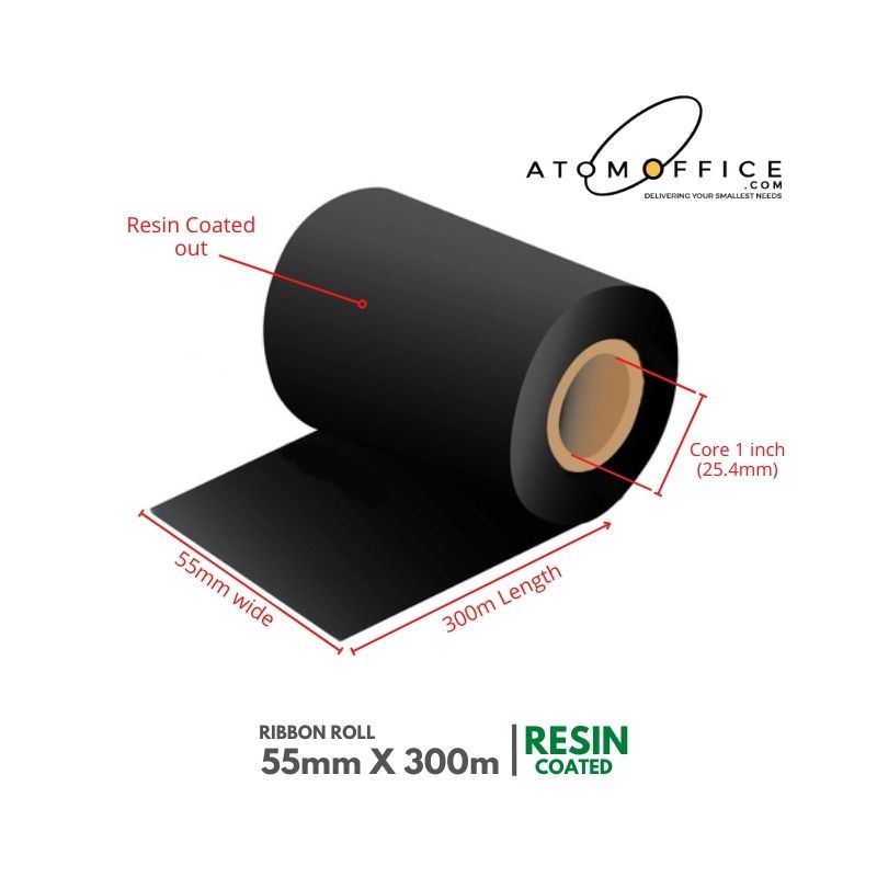 Resin Ribbon Roll 55mm x 300mtrs - 1 inch core