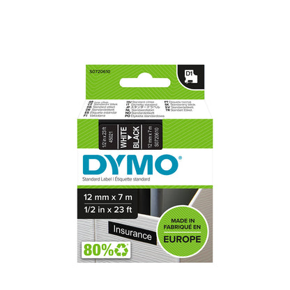 Dymo D1 Label Tape 12mm x 7m Black on Clear 45010 atomoffice