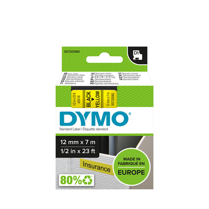 Dymo D1 Label Tape 12mm x 7m Black on Clear 45010 atomoffice