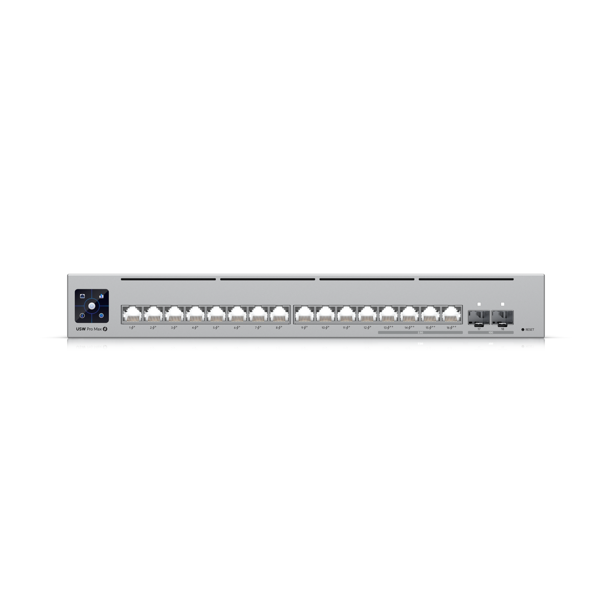 Ubiquiti UniFi Switch Pro Max 16 PoE, 16 Ports with 2.5 GbE, 180W PoE++, 10G SFP+, Layer 3, Fanless atomoffice