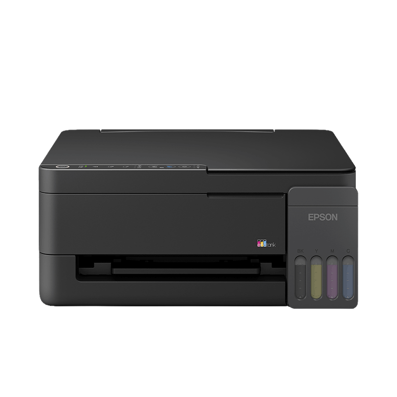 Epson EcoTank L3350 front view with the output tray closed