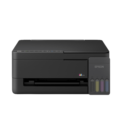 Epson EcoTank L3350 front view with the output tray closed