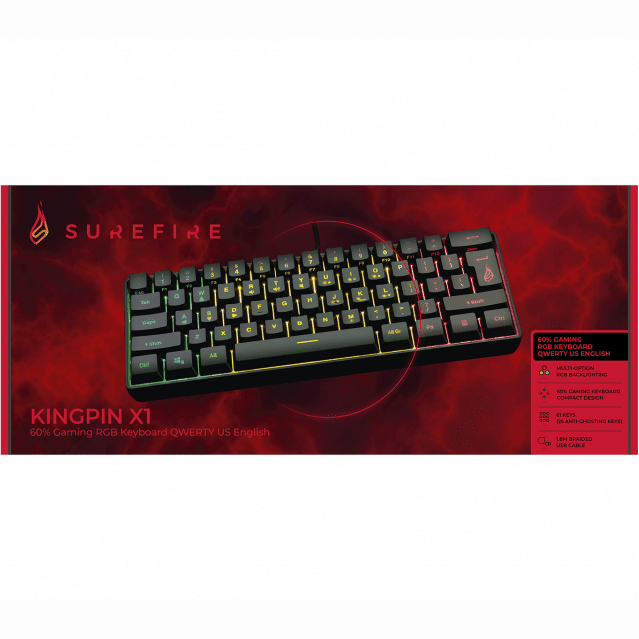 SureFire KingPin X1 60% Gaming RGB Keyboard QWERTY US English