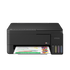 Epson EcoTank L3350 front view with printed output and front-facing ink tanks