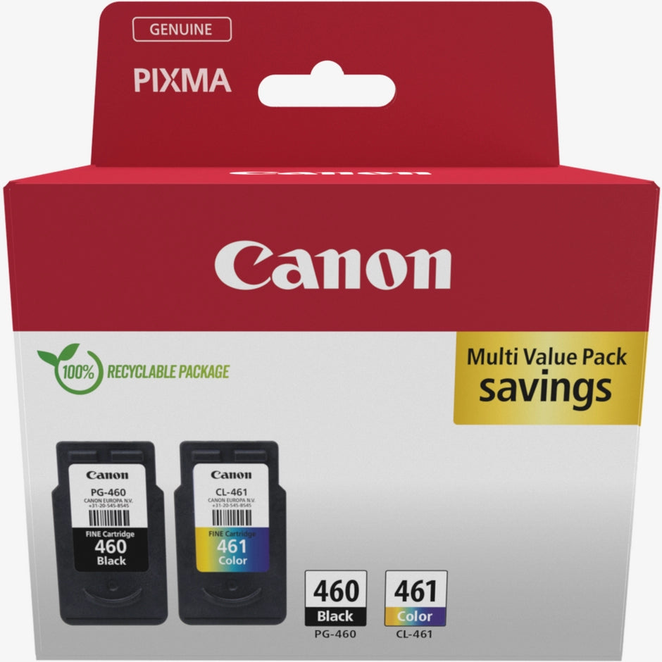 Canon PG-460 Black and CL-461 Colour Ink Cartridge Multipack for Canon PIXMA TS5340, TS7440, TS7440a, TS5340a Printers atomoffice