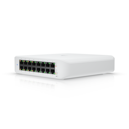 Ubiquiti UniFi Switch Lite 16 PoE, 16 Gigabit Ports, 8 PoE+, 45W PoE Budget, Fanless atomoffice