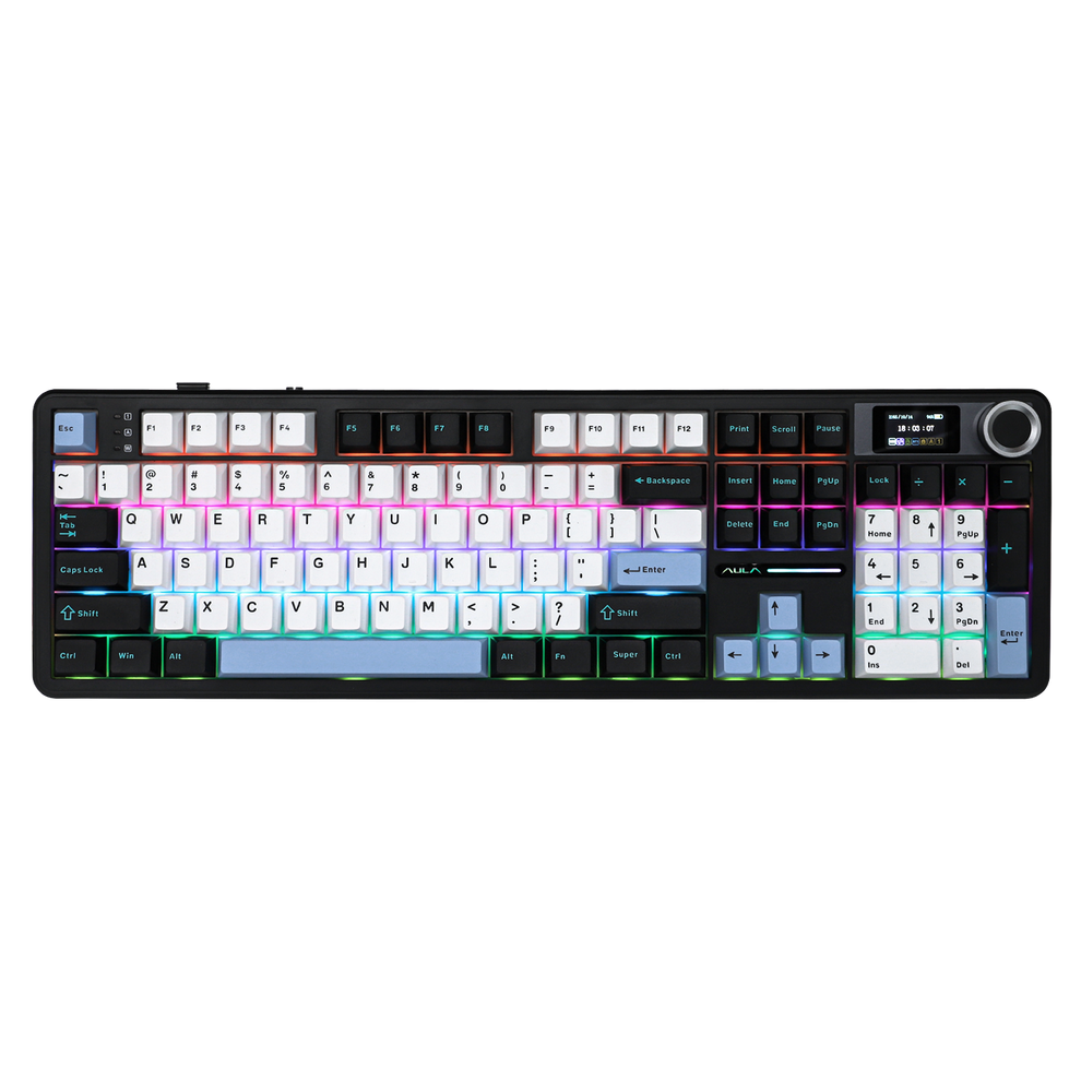 AULA F108 Pro Mechanical Gaming Keyboard RGB 104 Keys Tri-Mode Wireless,Bluetooth,Wired Linear Switch atomoffice