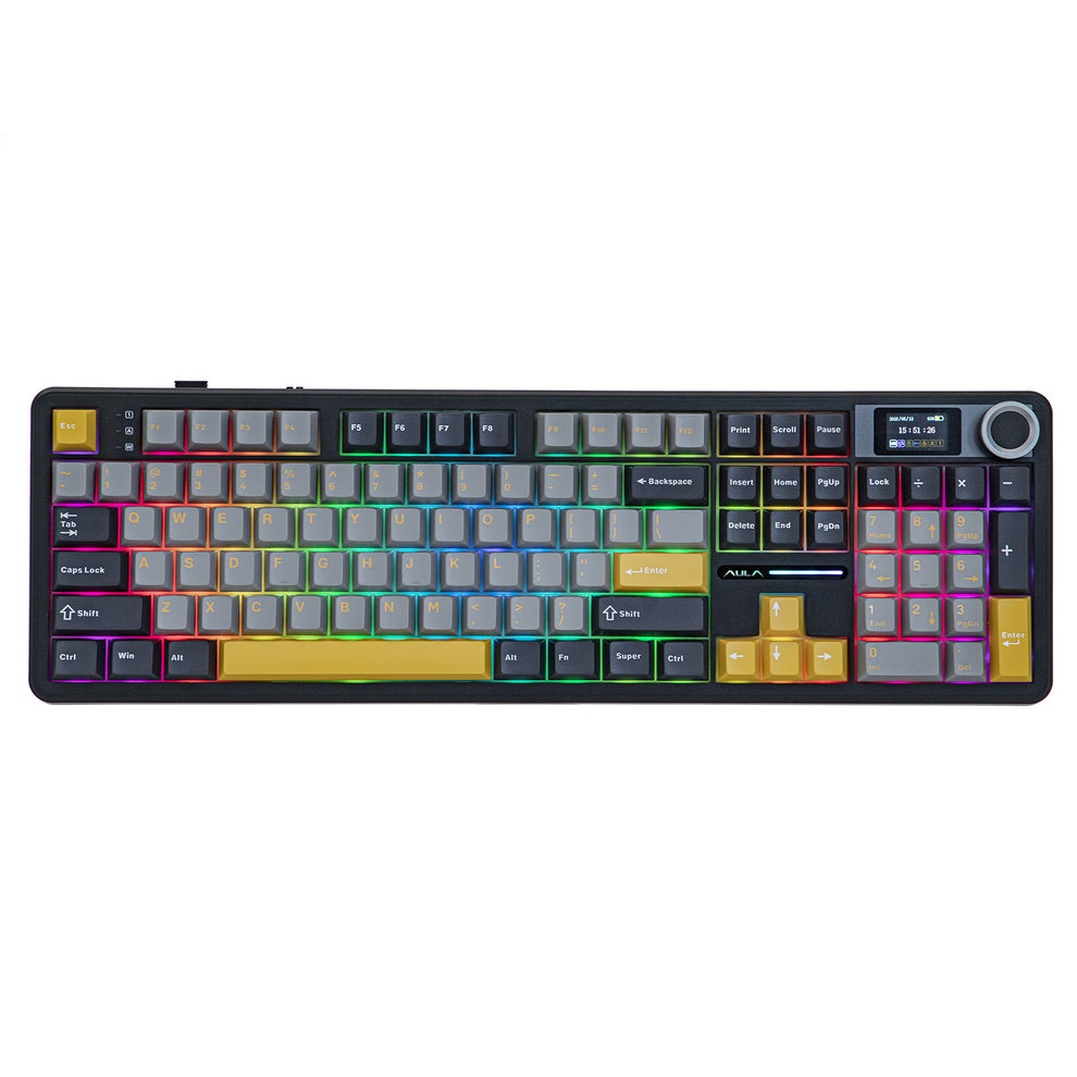 AULA F108 Pro Mechanical Gaming Keyboard RGB 104 Keys Tri-Mode Wireless,Bluetooth,Wired Linear Switch atomoffice
