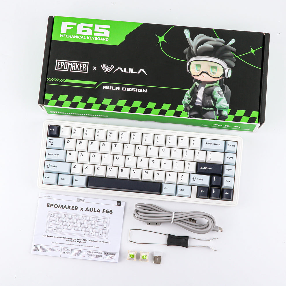 AULA F65 Mechanical Gaming Keyboard RGB 67 Keys Tri-Mode Wireless,Bluetooth,Wired Linear Switch atomoffice