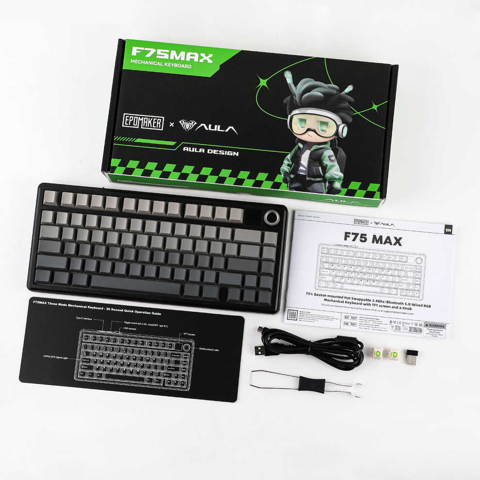 AULA F75 MAX Mechanical Gaming Keyboard RGB 80 Keys Tri-Mode Wireless,Bluetooth,Wired Linear Switch atomoffice