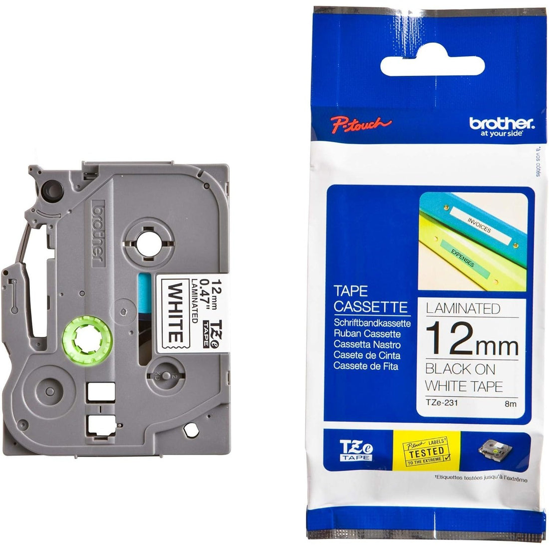 Brother TZe 231 Black on White Labelling Tape Cassette- 12mm atomoffice