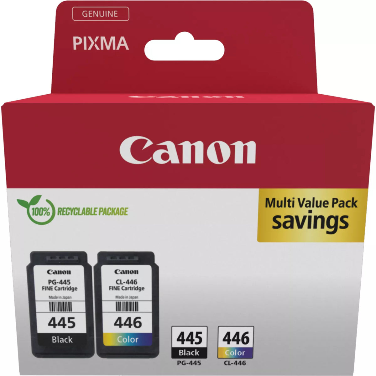 Canon PG-445 and CL-446 Original Ink Cartridge Multipack for Canon PIXMA iP2840, MG2440, MG2540, MG2940, MX494, MG3040, MG2540S, MG2545S, TS204, TR4540, TS3140, TR3340, TS3440, TR4640, MG2541S, TS3640, TR4645 Printers atomoffice