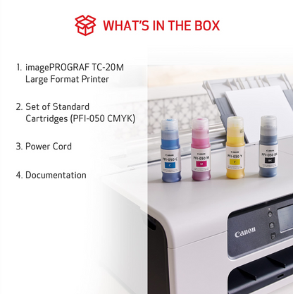 Canon imagePROGRAF TC20M Large Format Desktop Plotter - 24&quot; Roll, A3/A4 Feeder (with scanner)