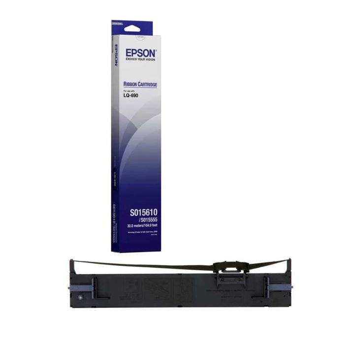 Epson LQ-690 Black Ribbon Cartridge | Compatible with LQ-690/ LQ-690II/ LQ-690IIN - S015610 atomoffice