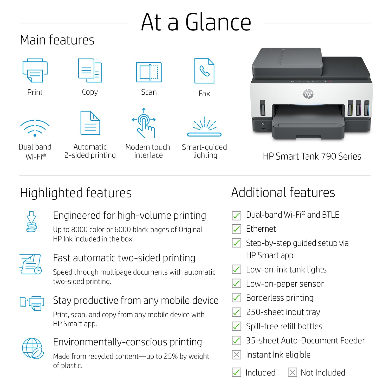 HP Smart Tank 790 All-in-One, ADF Printer