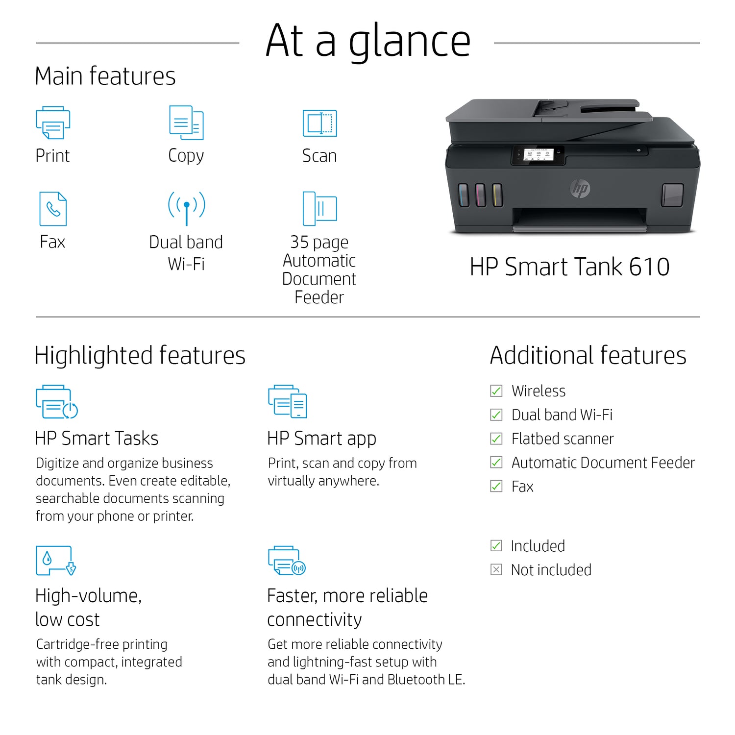 HP Smart Tank 615 Wireless All-in-One, ADF Printer