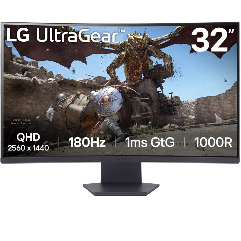 LG UltraGear™ 32GS60QC-B 32&quot; QHD 180Hz Curved Gaming Monitor
