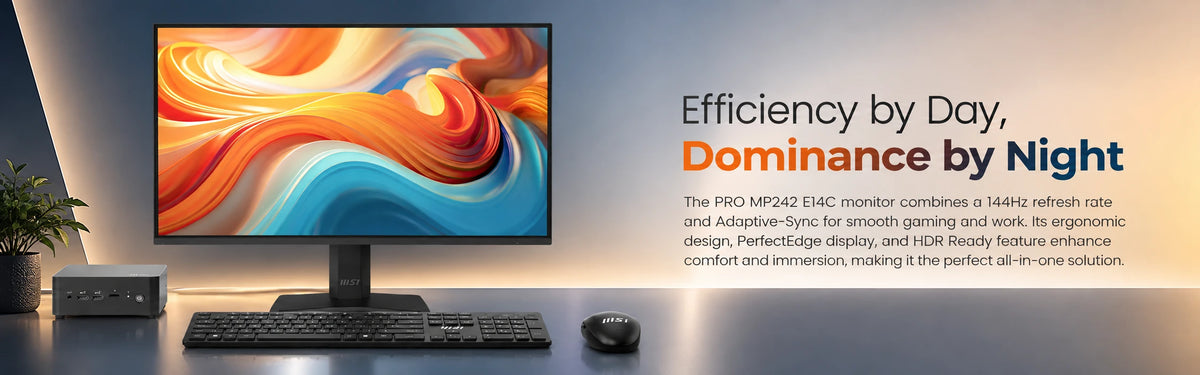 MSI PRO MP242 E14C 24" FHD Monitor, 144Hz IPS, USB-C — view 1