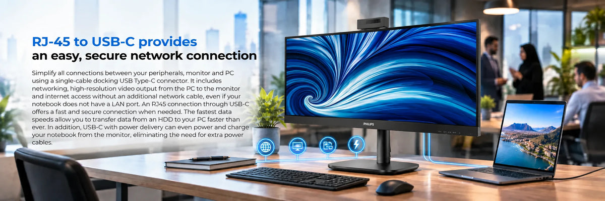 Philips 34B2U3600CH 34" Curved UltraWide WQHD Monitor with USB-C Docking and Pop-up Webcam — view 3