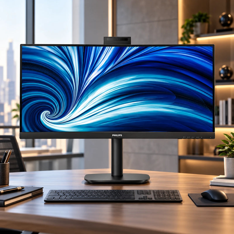 Philips 34B2U3600CH 34" Curved UltraWide WQHD Monitor with USB-C Docking and Pop-up Webcam