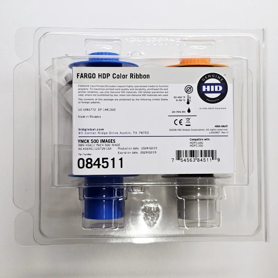 HID FARGO 084511 / 84511 YMCK Retransfer Ribbon | 500 Images - for FARGO HDP5000 & HDP5000e atomoffice