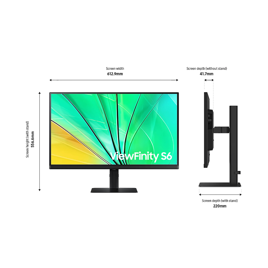 Samsung ViewFinity S6 S60D QHD Flat Monitor, IPS 100Hz, HDR10 - HDMI, DisplayPort, USB Hub atomoffice