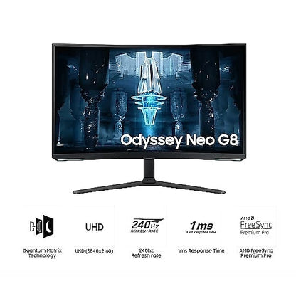 Samsung 32&quot; LS32BG850NMXUE Odyssey Neo G8 Curved UHD Gaming Monitor 1MS-240Hz, Quantum Mini-LED