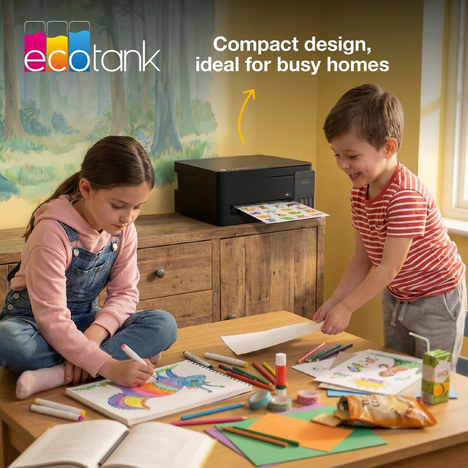 Epson EcoTank L3310 printing craft sheets in a family home