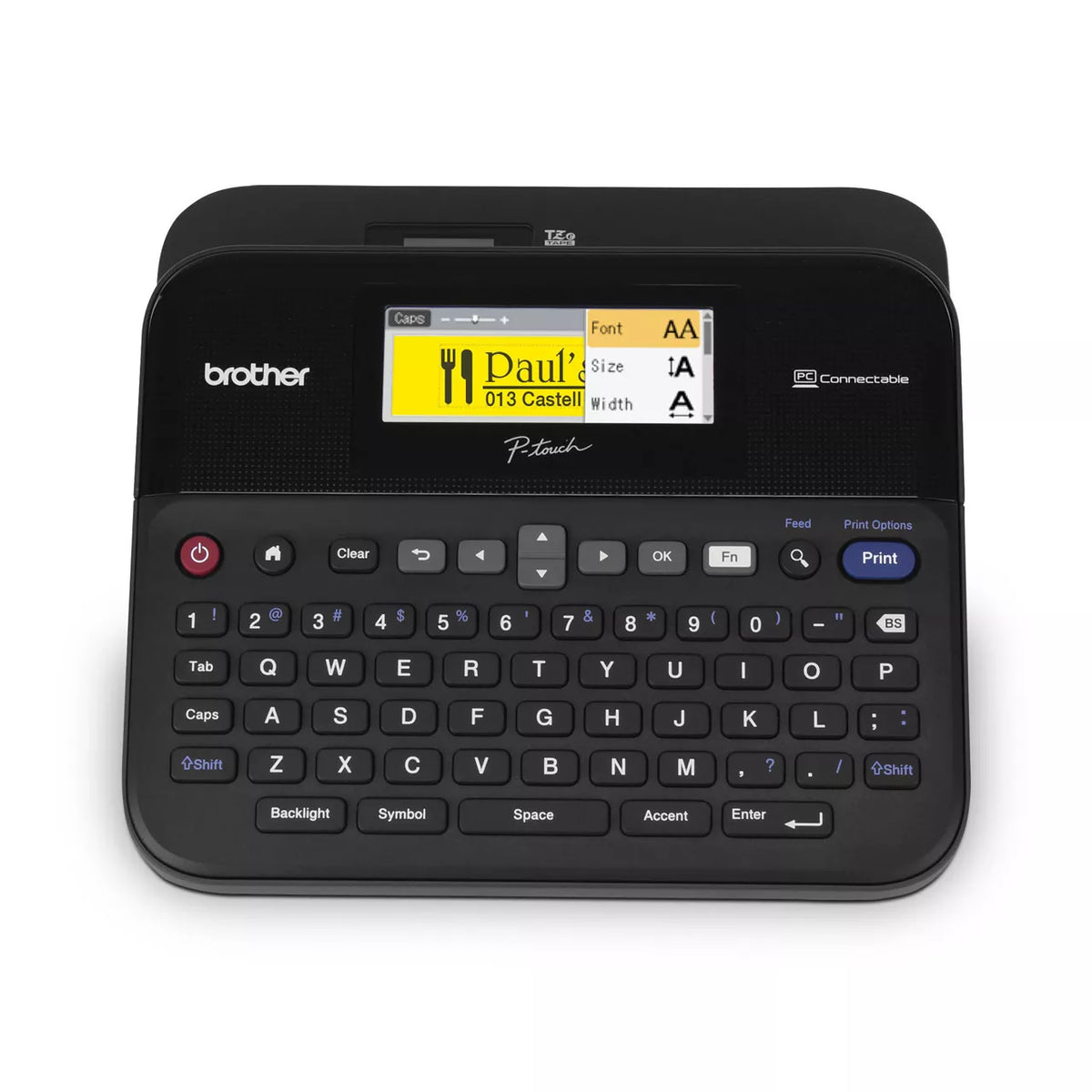 Brother PT-D600 Label Printer — Keypad, 24mm TZe, Auto Cutter atomoffice