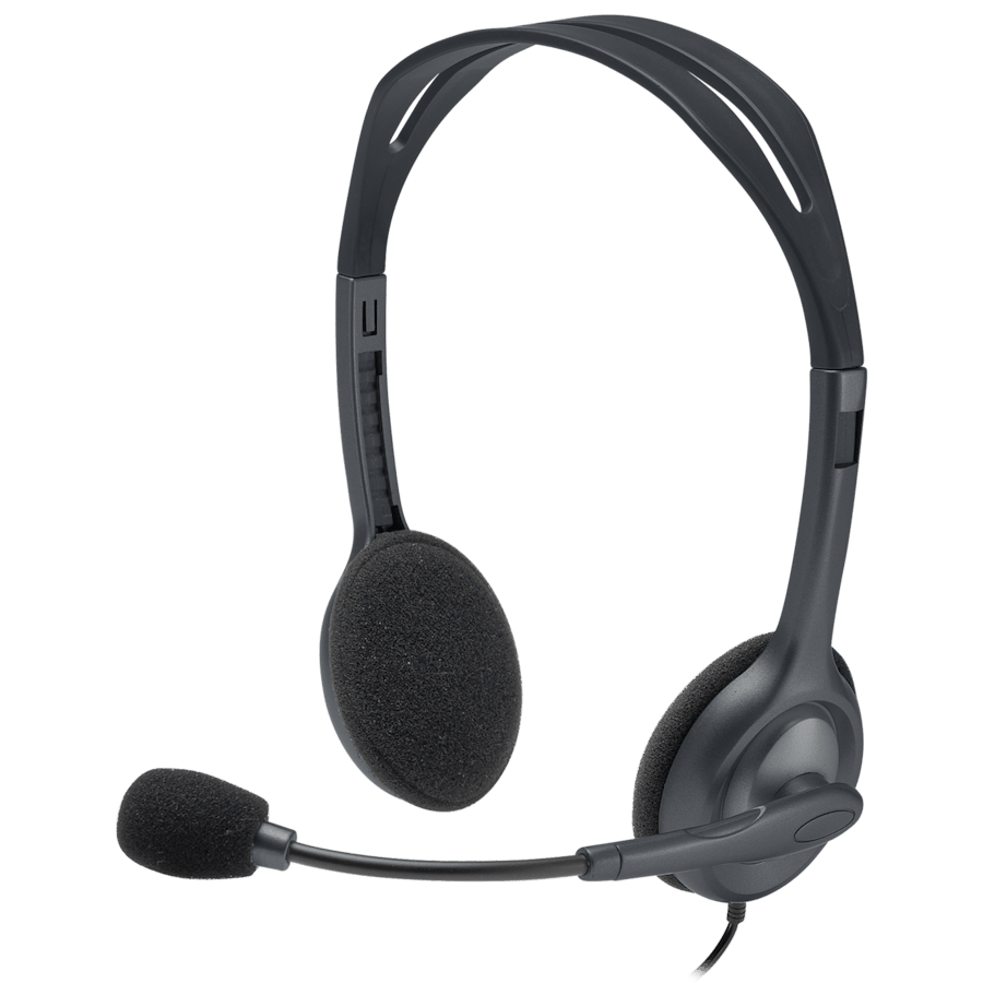 Logitech H111 Wired Stereo Headset 981-000593 - Black, Single 3.5 mm Jack atomoffice